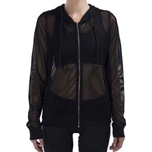 Women’s black mesh zip up hoodie